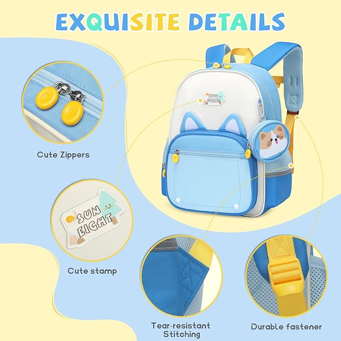 SUN EIGHT Kids Backpack for School Cute Dog Backpack for Kids Lightweight Elementary Bookbag with Coin Purse Kindergarden School Bag(Dog)
