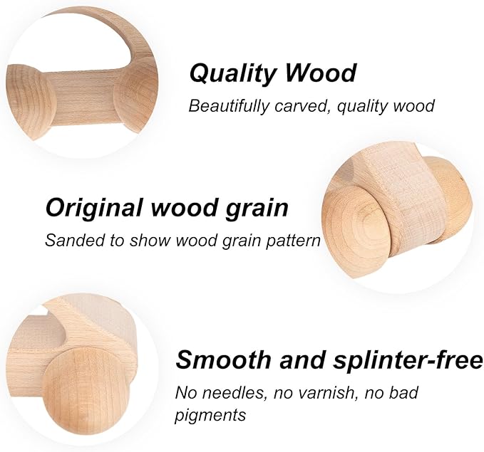 BOXOB Wooden Toys Cars, VehicleToy for Fine Motor Skill Development Wood Baby Push Race Car for Kids Toddlers Baby Boy Girl Birthday Nursery Decor Gift (Color 1)