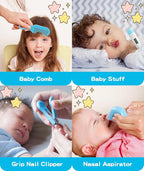 Baby Grooming and Healthcare Kit, Portable Baby Safety Care Set with Hair Brush Comb Nail Clipper Nasal Aspirator for Nursery Newborn Infant Girl Boy (25 in 1, Blue)