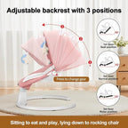 Baby Swing for Newborn to Toddler, 5 Speed Portable Infant Swing with Bluetooth Touch, Remote Control, 10 Lullabies, Timer, 5 Point Harness and Soft Fabric (Pink)