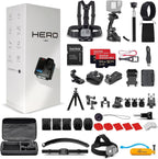 GoPro Hero (Go Pro Hero) Black Compact - Waterproof Action Camera with 4K Ultra HD Video, 12MP Photos + 50-in-1 Accessory Kit + 2 X 64GB Card + More