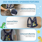 2025 New Safety Harness for Autism and Special Needs Child (3-6 yrs), Anti-Elopement Vest Harness with Light Reflector and Grab Handle for Active, Autistic ADHD Kids,Adjustable Tether Leash with Pouch