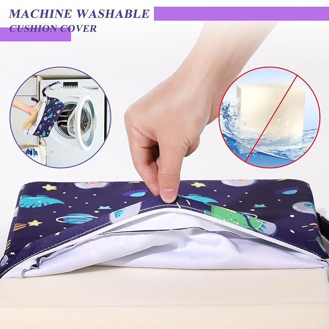 Toddler Booster Seat for Dining Table 45D Cartoon Stronger Support Booster Seat for Dining Table Washable 2 Safer Straps Non-Slip Bottom Portable Booster Chair for Toddlers Kid Baby Eating Travel Home