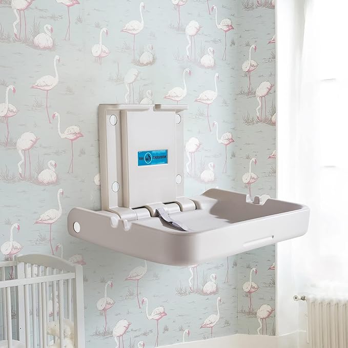 Baby Changing Station,Wall Mounted Diaper Changing Tables Fold Up Changer Station Commercial Malls/Hotels/Airports