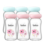 YOHKOH Glass Breast Milk Storage Bottles - 100% Leak-Proof, BPA-Free Breastmilk Storage Containers, Freezer & Dishwasher Safe, Ideal for Nursing Mothers (Multicolor, 5.4oz (Pack of 6))