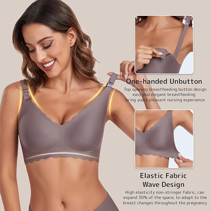 Gailife 3 Pack Nursing Bras for Breastfeeding Seamless Wireless Maternity Bras for Pregnancy Soft Sleep Breastfeeding Bra