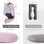 MOON PARK Pregnancy Pillows for Sleeping - U Shaped Full Body Maternity Pillow with Removable Cover - Support for Back, Legs, Belly, HIPS - 65 Inch - Purple - Cooling Cover