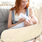 Hooyax Muslin Nursing Pillow Covers Only, Soft and Breathable Nursing Covers for Breastfeeding Pillows, Adorable Infant Feeding Pillow slipcover for Baby Boy and Girls (Wheat)