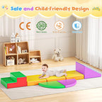 Lischwert Foam Climbing Blocks for Toddlers 1-3, 5pcs Foldable Soft Play Set with Crawling Exploration Toys - Indoor Infant Safe Blocks for Baby Gym & Toddler Playground