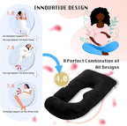 Pregnancy Pillow, Full Body Maternity Pillow 57 inch, with Removable Washable Cover - Sleep Support for Legs, Back, Neck, Shoulder, HIPS, Belly for Pregnent Women, Velvet (Coal-Black)