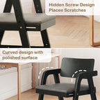 Solid Wood High Chair for Toddlers to Teens, Adjustable Height Toddler Dining Chair, Easy to Clean Toddler Highchair with Removable PU Cushion for Dining, Studying, Step Tool, Black