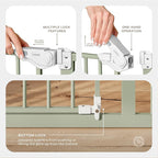 Comfy Cubs Baby Safety Gate with 3 Extensions - Adjustable 42" x 1.9" x 30" Q195 Steel Doorway Barrier - Powder-Coated Finish for Stairs and Doorways - Walk-Through Design Pet Gate - Sage