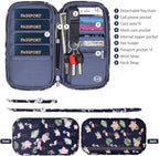 RFID Family Passport Wallet Holder Waterproof, Travel Document Organizer Credit Card Clutch Bag for Men Women