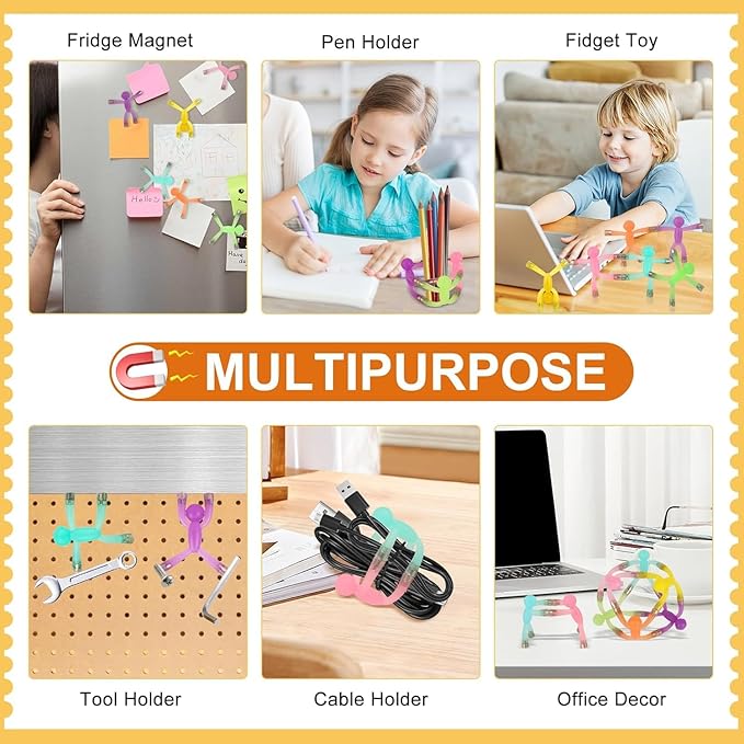 Magnetic Men, Whimsical and Colorful Humanoid Magnetic People Toys, 4pcs, Synthetic Resin