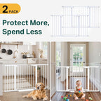 Cumbor 2 Pack 29.7-54.2" Baby Gate for Stairs, Mom's Choice Awards Winner-Auto Close Dog Gate for Doorways, Easy Install Pressure Mounted Pet Gate Indoor, Wide Safety Gate for Dog, White