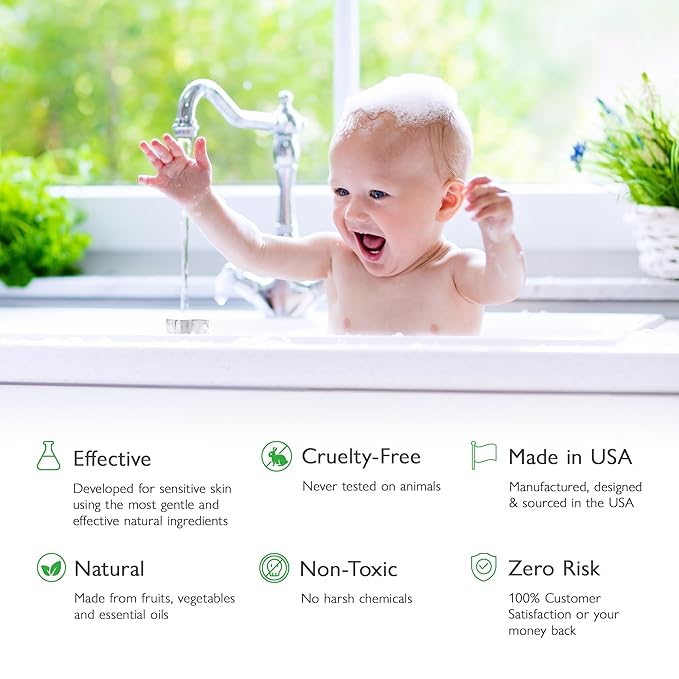 SoCal Suds & Company - 2-in-1 Organic Foaming Baby Shampoo & Body Wash Refill- Natural Botanical Castile Soap Baby Wash Sensitive Skin, Newborn Nourishing Soothing Ingredients - Soft Citrus, 32oz