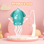Magic Electric Dancing Octopus Toy with Led Light and Music,Playful Automatic Evasion Crawling Dancing Octopus with Fishing Rod,Smart Tentacle Explorer Dancing Squid Toy Tummy Time Baby Toys,Pink