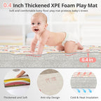 79 x 71 Baby Play Mats for Floor, Foldable Foam Play Mat for Babies 0-12 months,Thick & Waterproof Playmate for Baby, Non Toxic Baby Tummy Time Activity Playmat, Reversible Playpen Mat for Infant Toddlers