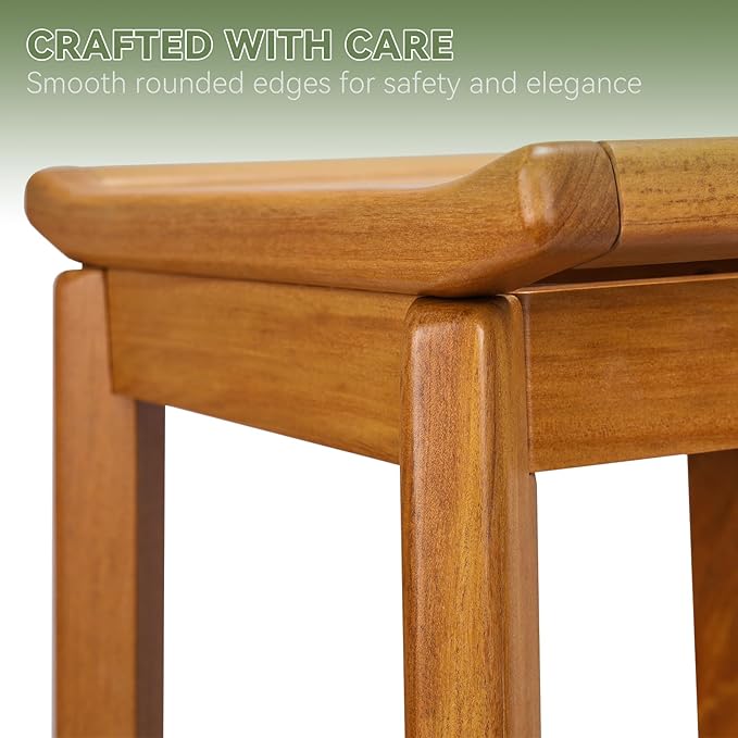 Teak Shower Bench-Solid Teak Wood Shower Chair with Towel Bars & Storage Shelf, Stable Non-Slip Bathroom Stool for Elderly & Recovery, Heavy Duty Shower Seat for Inside Shower & Tub Safety 17 inch