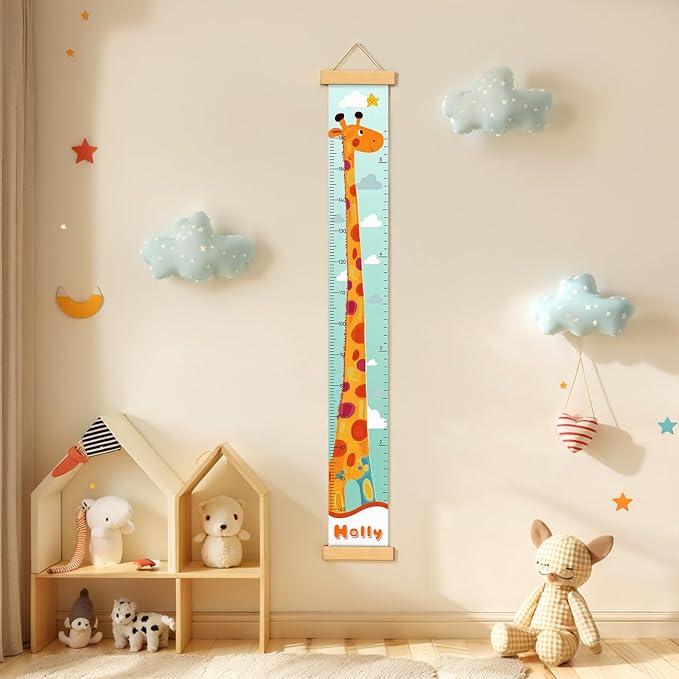 Customize Name Kids Height Chart for Wall, Giraffe Growth Chart for Wall, Kids Growth & Measuring Chart in Inches, Fun & Stylish Height Tracker for Children, Nursery Decor Essentials