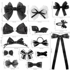 18pcs black hair bows for girls.Black bow with alligator clips,hair ties,snap clip hairpins.Handmade hair accessories for girls gift set