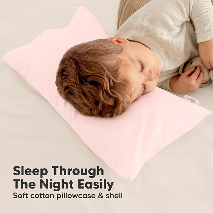 Toddler Pillow with Pillowcase - 10x18 My Little Dreamy Kids Travel Bed Pillows for Sleeping, Organic Cotton Small Pillowcase, Soft & Breathable, Machine Washable, Toddlers 2-5 years old (French Gray)