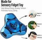 FREELOVE Metal Fidget Spinner, Stainless Steel Heavy, Long Spinning Toys, Cool Silent, Small Mini Fox Figette Spiner for Adults Men Anxiety, Quiet Bearing, Blue