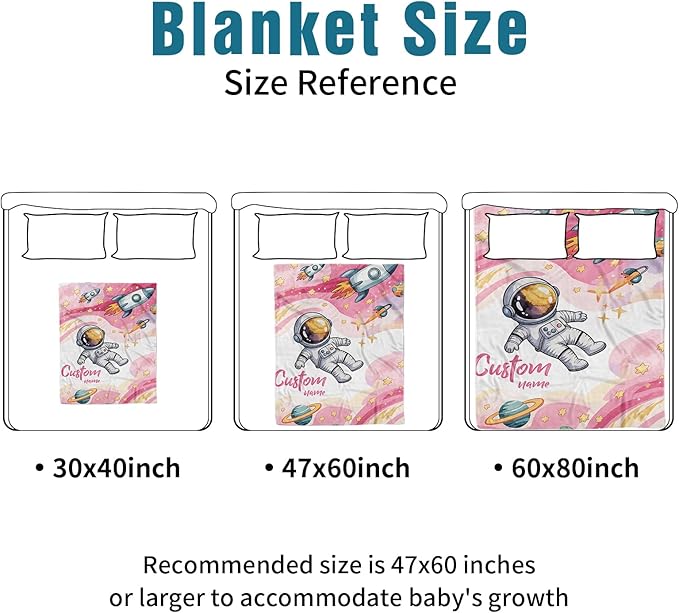 Personalized Baby Crib Bedding Set – Pink Space Theme Nursery Bedding Sets 3 Piece with Custom Name Blanket, Fitted Crib Sheet & Changing Pad Cover – Ideal Newborn Gift for Girls