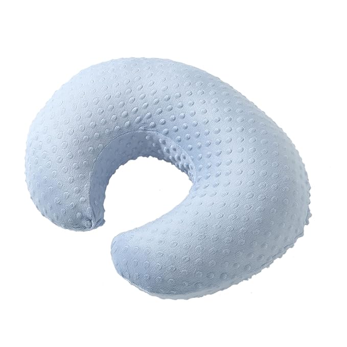 Baby Nursing Pillow and Body Positioner with Premium Slipcover for Breastfeeding for Baby Boys and Girls, Feeding Pillow with Breathable Comfortable Pillowcase (Blue)