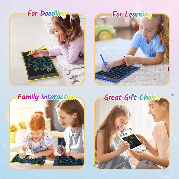 TECJOE 2 Pack LCD Writing Tablet, 10 Inch Colorful Doodle Board Drawing Tablet for Kids, Kids Travel Learning Toys Christmas Birthday Gifts for 3 4 5 6 Year Old Boys and Girls Toddlers