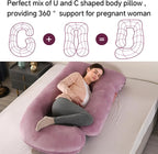 U-Shaped Pregnancy Pillow for Sleeping, Full Body Support for Back, HIPS & Belly -65 Inch Maternity Pillow with Machine Washable Cover | Maternity Essential (Velvet Pink-65inch)