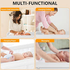 Dresser for Bedroom with 6 Drawers, Changing Table Dresser with Power Outlets, Soft Changing Pad & Removable Top, Baby Dresser with Changing Table Top for Nursery, White