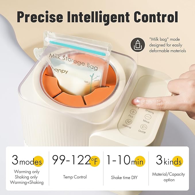 Phanpy SmartSwirl Waterless Bottle Warmer - Patented Airbag Heating for Nutrient Protection, Off-Center & Smart Dual-Direction Mixing for Clump-Free Formula, Fits All Bottles, Quiet & Safe