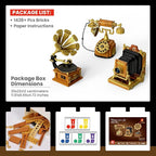 JMBricklayer Camera Telephone Record Player Building Block Sets for Adults, Retro 3 in 1 Set Building Toy 20039, Vintage Display Model Kit for Office Room Decor Collectible Gift for Adult Men Kids 14+