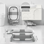 Collapsible Baby Bathtub for Newborn, Foldable Baby Bath Tub with Thermometer & Soft Floating Cushion & Drain Hole, Portable Travel Infant Bath Tubs for Newborns to Toddlers 0-36 Months Boys, Grey