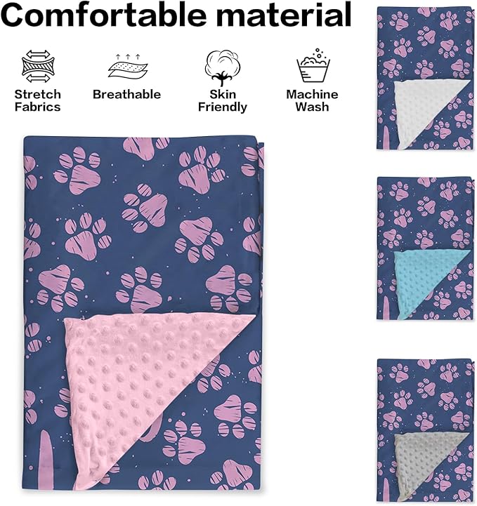 Personalized Baby Blankets for Girls, Custom Name Pink Dog Paws Pattern Baby Blanket, Soft Minky Dot Blanket for Newborns and Toddlers, Ideal for Baby Showers Christmas Brithday Gifts