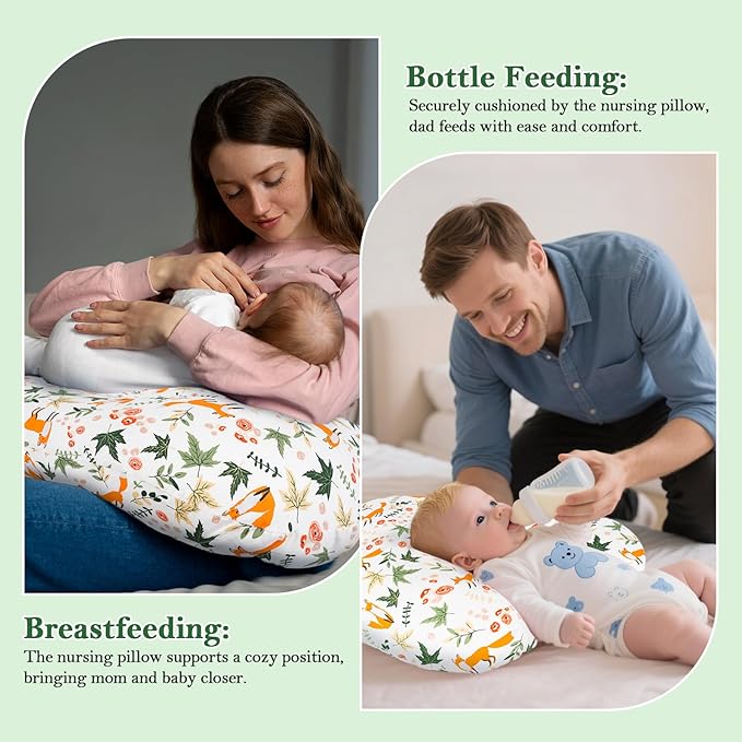 Nursing Pillow & Breastfeeding Pillow – Ergonomic C-Shape for Breastfeeding & Bottle Feeding, Standard Size Breathable with Washable Cover, Hypoallergenic,Tummy Time & Sitting Support ( 0-18Months)