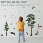 Large Woodland Animal Creature Wall Decals Peel and Stick Vinyl 52in Forest Pine Tree Animal Wall Decals Watercolor Jungle Safari Animal Wall Stickers Decor for Nursery Kids Room Toddler Baby Bedroom