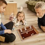 Glintoper Shut The Box & 4 in a Row Tables Game Set, Classic Wood Dice Game with Numbers & Line Up 4 Game for Kids Family, Living Room Rustic Coffee Table Decor, Travel Game Strategy Board Games