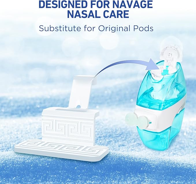 FireAnt 100 Saline Packets and 16 Pack Silicone Saline Pods Refills Set, Compatible with Navage Nasal Care — Includes 100 Count Salt Packets Sinus Rinse + 16 Reusable Salt Pads in White