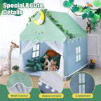 Wilwolfer Kid Tent with Mat, Star Lights - Kids Play Tents for Toddlers Kids Tents Indoor Playhouse - Princess Tent for Girls Toy House Gift (Green with Mesh)
