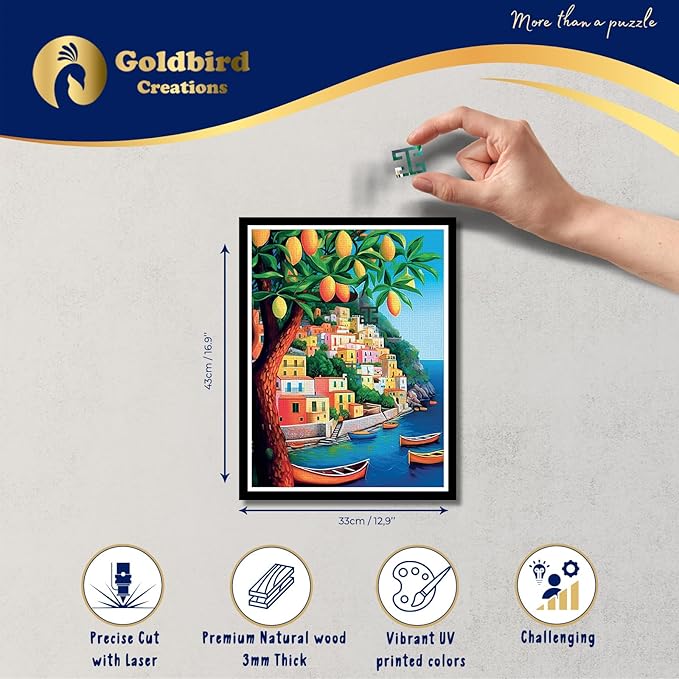 Magnetic Jigsaw Puzzles with Frame for Adults - Framed Wooden Jigsaw Puzzle - Rompe Cabezas para Adultos - Landscape Wall Art Decor - Original Christmas & Birthday Gift (Italian Vibes)