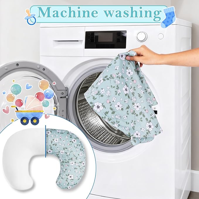 Nursing Pillow for Breastfeeding & Bottle Feeding - Ergonomic C-Shape Design with Breathable Filling & Removable Washable Cover, Supports 0-18 Months (Feeding, Tummy Time, Sitting)