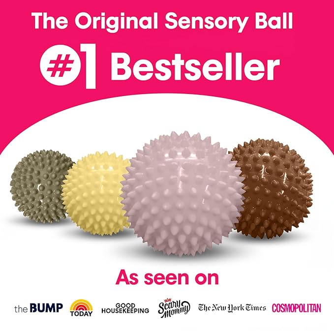 Edushape Original Sensory Ball for Baby - 4" Deflated with Pump - Boho Chic Color - Enhances Gross Motor Skills for Kids 6 Months & Up - Stocking Stuffer