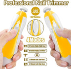 Baby Nail Trimmer Electric, 6 in 1 Rechargeable Baby Nail Clippers Manicure Set Grooming Kit for Toddler Infant or Adults (Yellow)