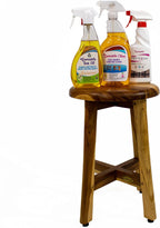 EcoDecors Shoji 12 Inch Round Waterproof Teak Wood Shower Bench Stool Seat Chair For Inside Shower Provides Safety, Storage, and Organization For Bathroom Accessories