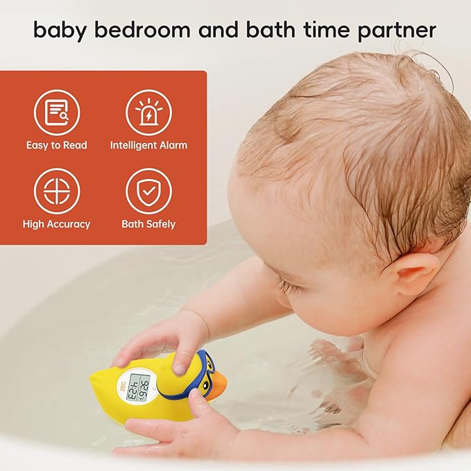 b&h Baby Bath Thermometer and Room Thermometer - Upgraded Sensor, The Infant Tub Water Temperature Thermometer Floating Toy Safety Products (Diving-Goggles Duck)