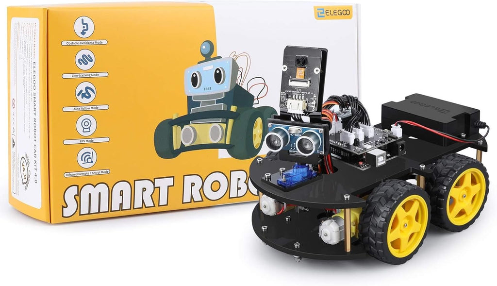 ELEGOO UNO R3 Smart Robot Car Kit V4 for Arduino Robotics for Kids Ages 8-12 12-16 STEM Science Kits Coding Gifts for 8 9 10 11 12 13 14 15 16 Year Old Boys Girls Teens Cool Engineering Building Toys
