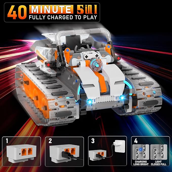 5in1 STEM Building Toys for Kids 6-14, Remote & APP Controlled Mech Robots/Heavy Tanks/Tracked Racer STEM Building Kit for Kid Science Learning, 552 Pcs DIY Building Blocks Set Gifts for Boys & Girls