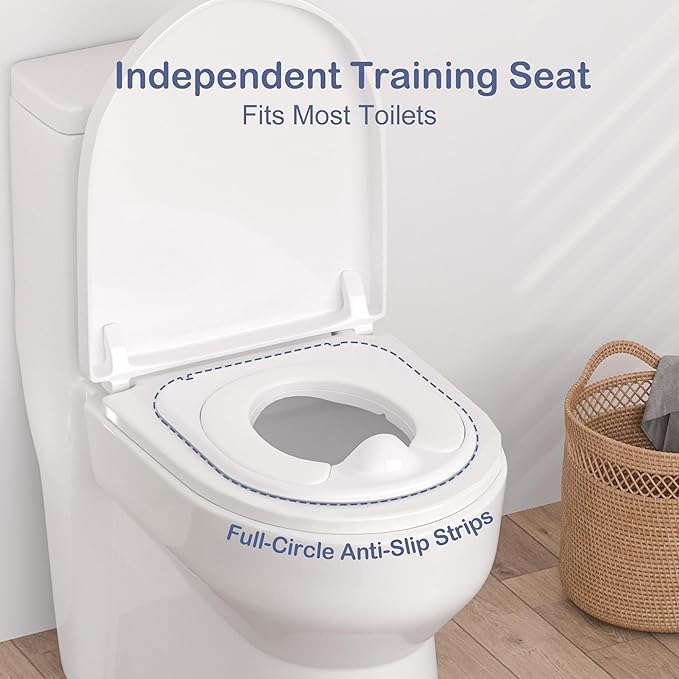 2-in-1 Toddler Potty Training Toilet - Larger Potty Chair & Detachable Training Seat for Boys & Girls Ages 1-3 with Flushing Sound, Wipes Storage, Toilet Paper Holder - Blue